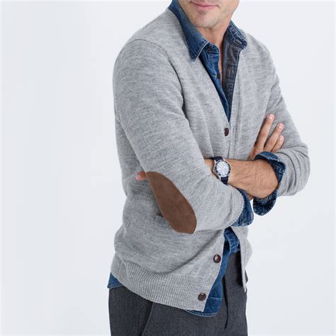 men's elbow patch cardigan sweater.